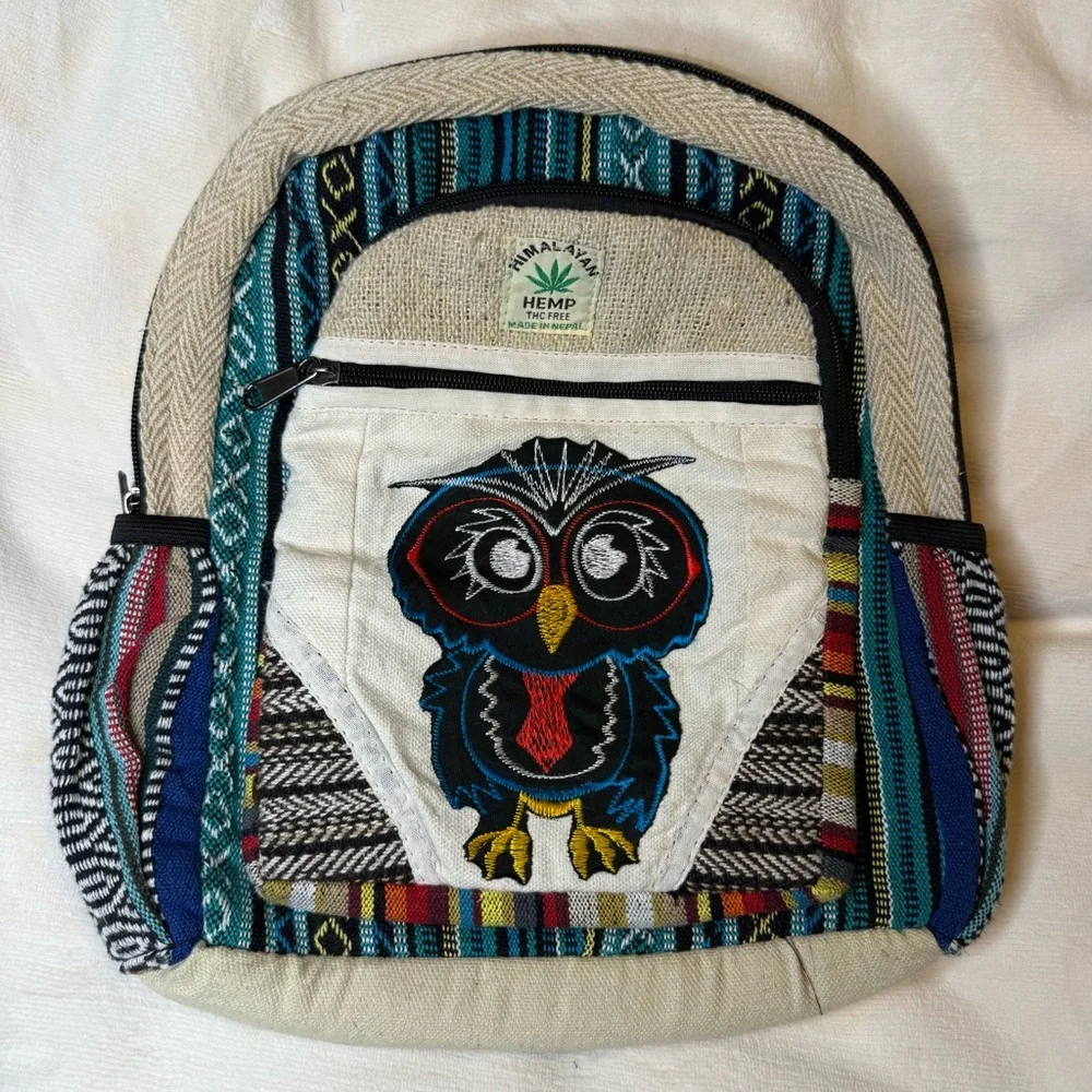 Rising International Himalayan hemp Multicolor Owl Women’s Backpack
